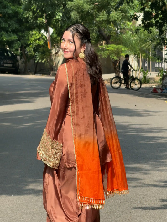 Women’s Embroidered Kurta Pant Dupatta Set | Festive Wear