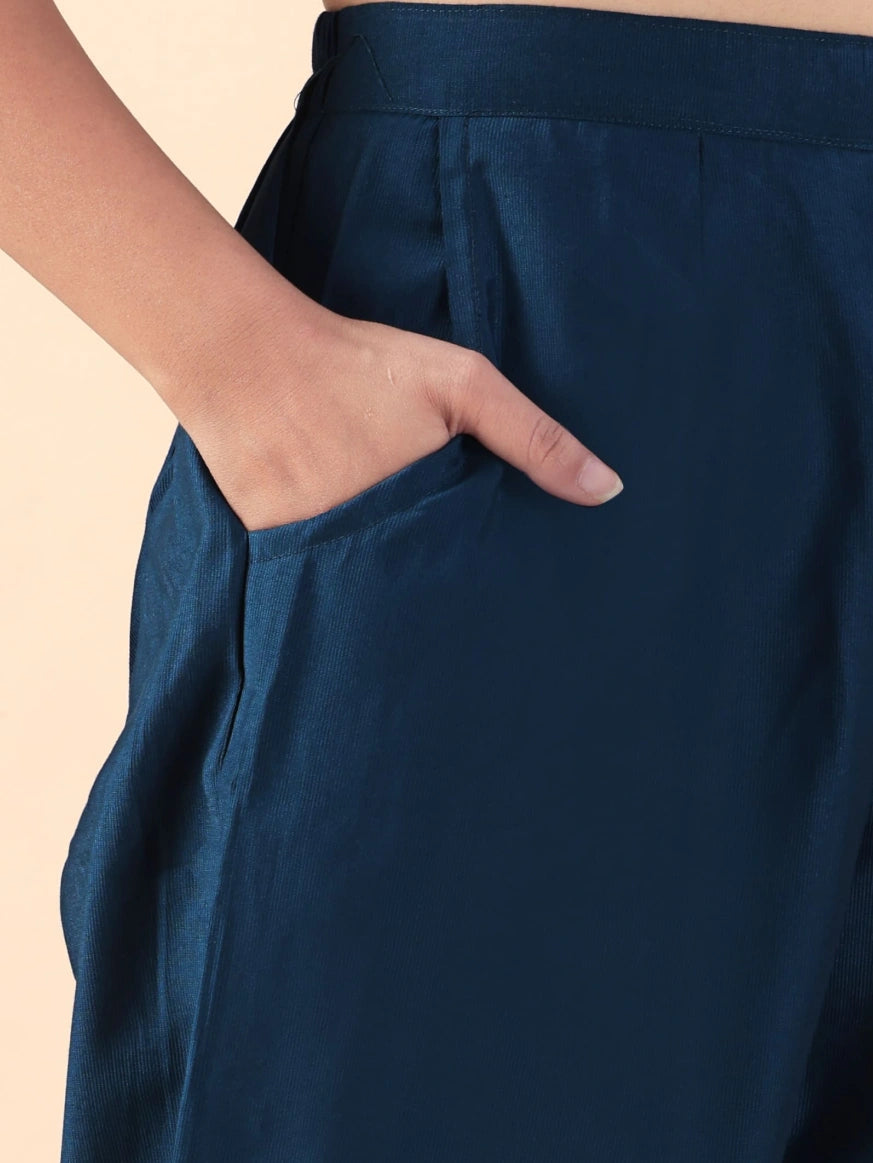 Blue Relaxed Fit Trousers for Women Daily Comfort