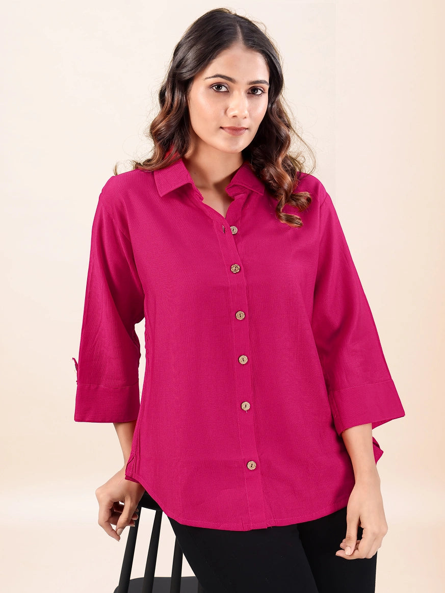 Pink Cotton Casual Shirt for Everyday Wear