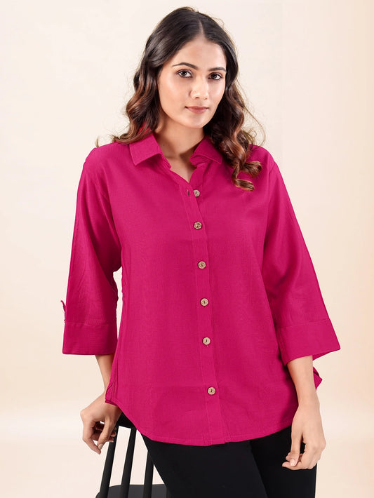 Pink Cotton Casual Shirt for Everyday Wear