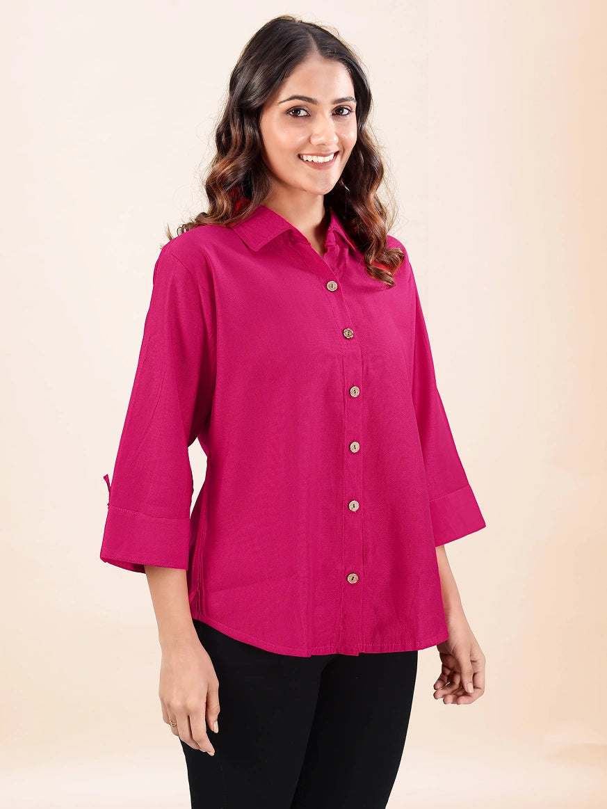 Pink Cotton Casual Shirt for Everyday Wear